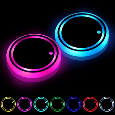 Led-auto-onderzetter, 2 stuks led-bekerhouderverlichting, intelligente lichtonderzetter, universele led-bekerhouderverlichting, 7 kleuren Luminescent, USB-bekerhouder licht