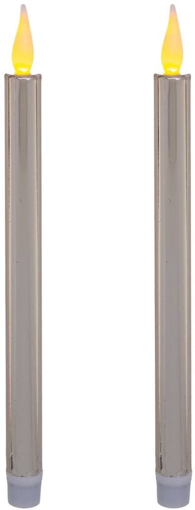 Feeric lights and christmas LED dinerkaarsen - kandelaar kaarsen - zilver glans - 28 cm