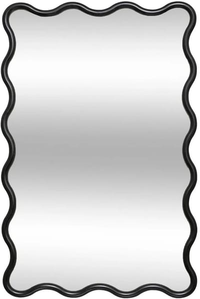 Atmosphera Wandspiegel Waves - zwart - 89 x 59 cm - kunststof/glas - hangspiegel - ophangbaar