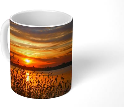 Mok - Koffiemok - Zonsondergang - Zee - Horizon - Lucht - Planten - Mokken - 350 ML - Beker - Koffiemokken - Theemok