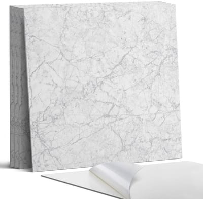 Coloray Wandpanelen Zelfklevend - Geaderd marmerpatroon Zelfklevende Wandpanelen - 50 cm x 50 cm - Wit Wandpaneel PVC - 4 stuks - Texturen Wandpanelen Zelfklevend - Wandpanelen Keuken - Wandpaneel Badkamer