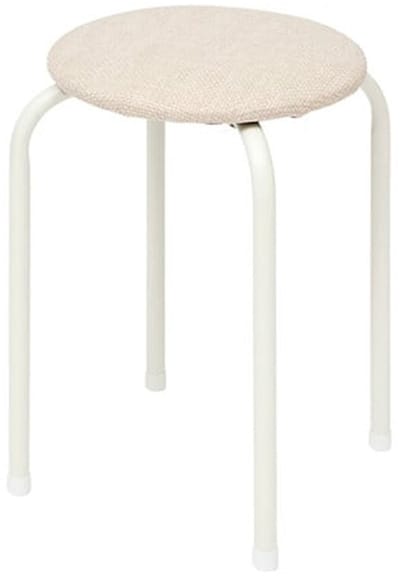 5Five Stapelbaar zit krukje Fierra - metaal/polyester - wit - D38 x H46 cm - extra stoelen - binnen/buiten - Stapelbaar