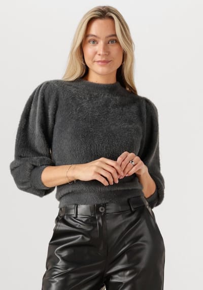 Catwalk Junkie Fuzzy Puff Sleeve Knit Truien & vesten Dames - Sweater - Hoodie - Vest- Donkergrijs - Maat 34