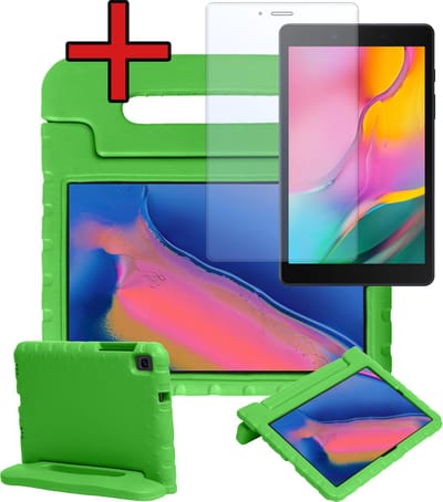 Hoesje - Geschikt voor Samsung Galaxy Tab A 8.0 (2019) - Met Screenprotector - Kinderhoes - Shockproof Bumper - Kidsproof Case - Tablethoes - Kinder Hoes Cover - Groen