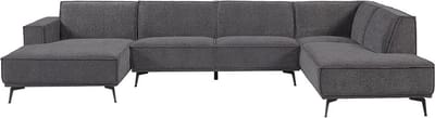 Tower living Leeds Chaise Lounge L + 2,5 seater no arm - Ottoman R Black Blue