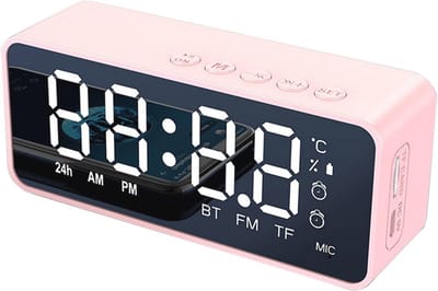 Draadloze wekker met Bluetooth-speaker en draadloos opladen voor slaapkamer