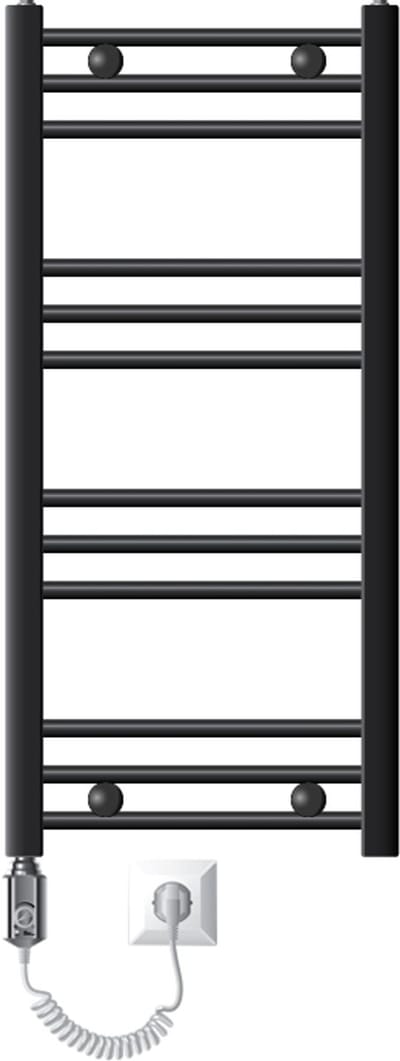 Elektrische badkamerradiator met verwarmingselement 300W 400x800 mm antraciet recht met zijaansluiting LuxeBath