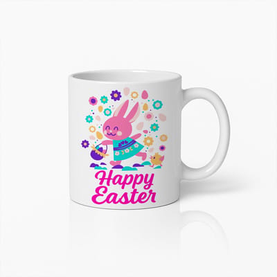 Happy Easter Mok – 330 ml Schattige Paashaas Koffiebeker – Kleurrijk Lente Ontwerp – Perfect Paascadeau voor Kinderen, Familie en Vrienden