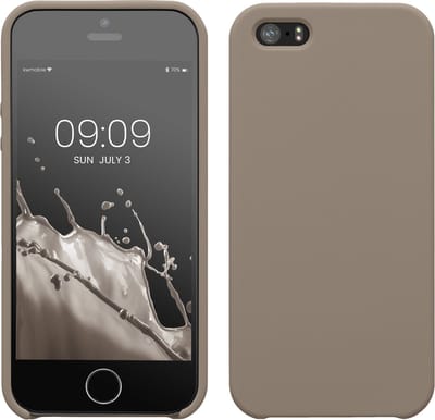 kwmobile telefoonhoesje geschikt voor Apple iPhone SE (1e gen. 2016) / iPhone 5 / 5S - Hoesje met siliconen coating - Smartphone case in taupe