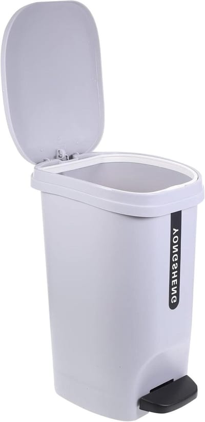 Afvalbak met deksel - Prullenbak keuken - Huishoudelijk afval - Linerlock vuilniszakhouder - 10 Liter - Wit