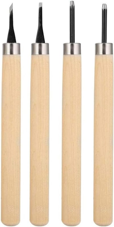 Professionele Houten Snij- en Beitelset, 4-delige Gereedschapset voor Houtsnijwerk en Carving