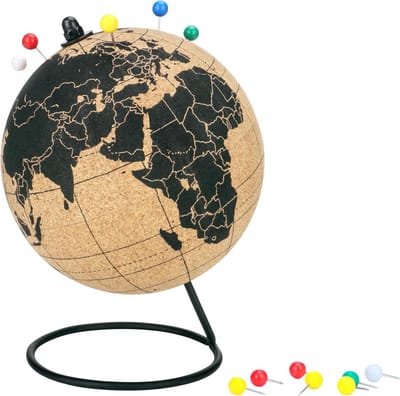 Natuurlijke Kurken Wereldbol - Educatief en Adventuurlijk - 14cm