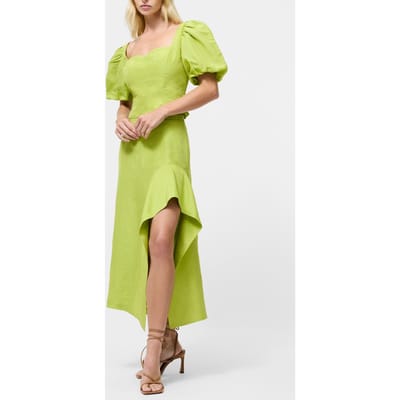 French Connection Islay Linen Midi Skirt Cactus Green Maat: 10 | Midi Rokken Outlet | Dames | Groen