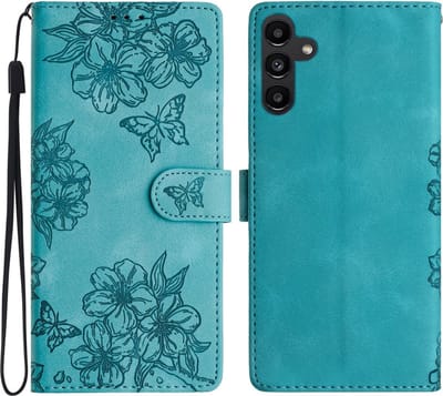 Coverup Hoesje - Geschikt voor Samsung Galaxy A16 5G Hoesje - Coverup Flowers & Butterflies Book Case - Blauw