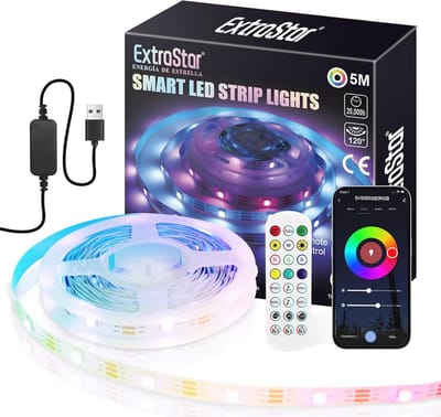 Ledstrip 5m met Bluetooth-app en afstandsbediening - RGB-verlichting voor slaapkamers en feesten