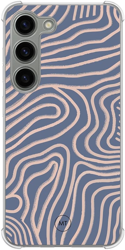 Hoesje (shockproof) geschikt voor Samsung Galaxy S23 - Flowing lines - Extra sterke case - TPU/polycarbonaat - Print - Paars, Transparant