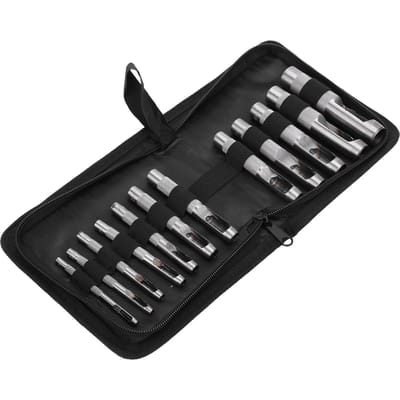 12 stuks Riemgaatjesmaker Set Koolstofstaal Leer Holle Pons Multifunctioneel Handgereedschap 316mm black