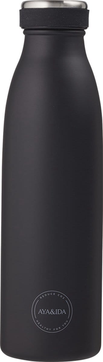 AYA & IDA - Drinking Bottle - Thermosfles - waterfles - 500ml - MATTE BLACK