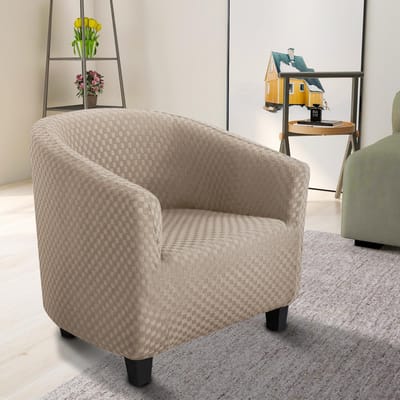Elastische All-inclusive Bankstoelhoes Cafe Halve Cirkel Stoelhoes Enkele Bank Kaartstoelhoes 40*52*50cm