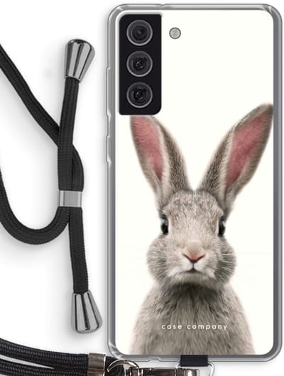 Case Company® - Hoesje met koord geschikt voor Samsung Galaxy S21 FE hoesje met Koord - Daisy - Telefoonhoesje met Zwart Koord - Bescherming aan alle Kanten en Over de Schermrand