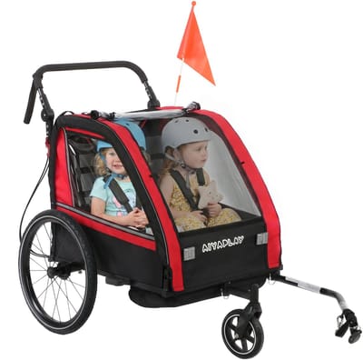 AIYAPLAY Babyfietsaanhanger - Staal, Oxford-stof - 151 x 77 x 105 cm - Rood
