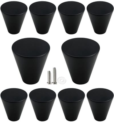 10 X MSQDESIGN Kastknop zwart (Metaal) - Kastknoppen zwart - 10 stuks - Deurknopjes zwart voor kast - Deurknopjes zwart - Meubelknop zwart - Meubelknoppen zwart - kast knop zwart - Deurknoppen zwart - Ladeknoppen voor deurtjes -incl schroeven