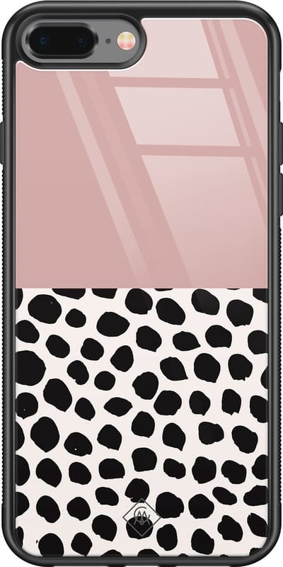 Casimoda® hoesje - Geschikt voor iPhone 8 Plus - Stippen roze - Luxe Hard Case Zwart - Backcover telefoonhoesje - Roze
