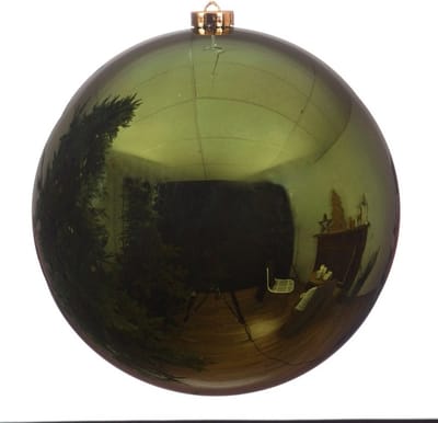 Decoris Kerstbal - donkergroen - groot - 20 cm - kunststof - glans - kerstversiering
