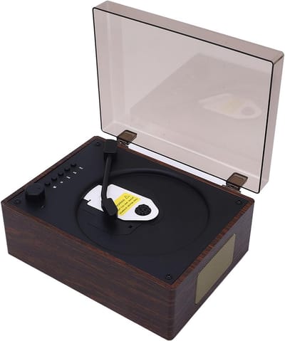 Draagbare CD-speler - Houten CD-speler - Muziek Luisteren - Dubbele Stereoluidsprekers - 26 x 21 x 15 cm - Walnootkleur