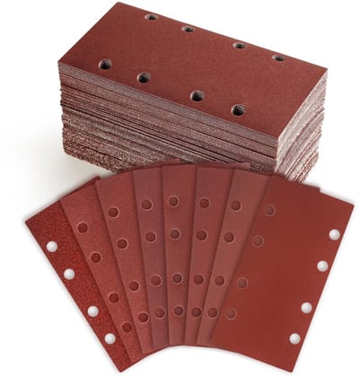 Dailygoods- Schuurpapier Set 100-delig - Vlakschuurmachine - 8 Korrelgroottes 40/60/80/120/180/240/320/400 - Hoogwaardig Aluminiumoxide - Antistatisch - Duurzaam - Schuurdiscs
