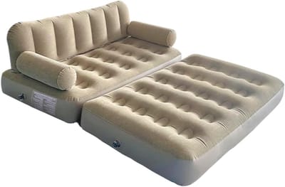 Opblaasbare Bank - Luchtbank Sofa - Kamperen Reizen - Verbredde Armsteunen - 190x150x65 cm - Kaki