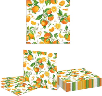 Set van 20 Wegwerp Papieren Servetten in Oranje voor Feestjes, Babyshowers en Desserttafels