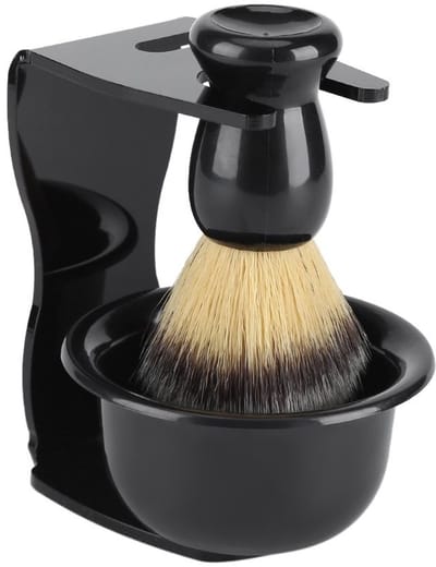 Allecto - 3-in-1 Scheerapparaat - Professioneel Scheerset - Hoogwaardige Beleving - Zwart - Scheerkwast en Houder - Perfect voor Iedere Man - Inclu...