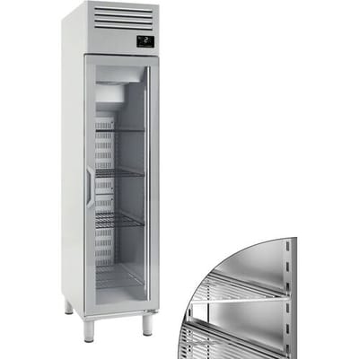 GGM Gastro Kühlschrank Edelstahl Premium PLUS - GN 1/1 - 325 Liter - mit 1 Glastür Zilver