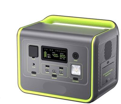 Draagbaar Energiestation - 512Wh/LFP-Batterij Zonnegenerator - 800W AC-Uitgang - 200W Maximale Zonne-Energie-Input - 8 Stopcontacten - LED-Verlichting - Groente