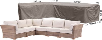 Raffles Covers beschermhoes loungeset / hoekbank (L-vorm) - 330 x 255 H: 70 cm - RHS330255left - Hoes voor hoekbank met ongelijke zijden - Lange zijde links (vanaf zitpositie)