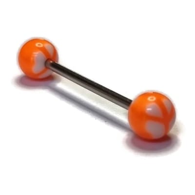 Aramat Jewels | Piercings | Vrede Symbool Tongpiercing - Wit Oranje | | | |6mm | Staal | Volwassenen | Verkleurd niet