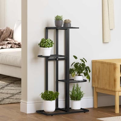 vidaXL - Bloemenstandaard - met - 4 - lagen - 43x22x76 - cm - metaal - zwart