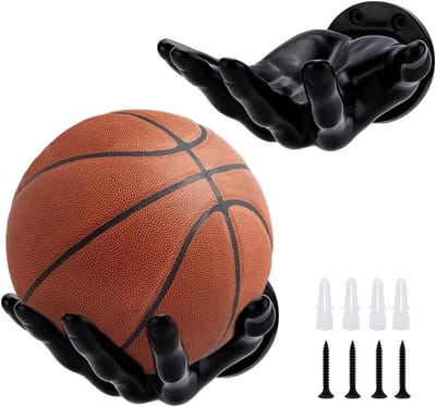 Wandhouder voor handbal - zwart - opbergoplossing voor ballen - sportaccessoires - 15,8 x 9 x 21 cm