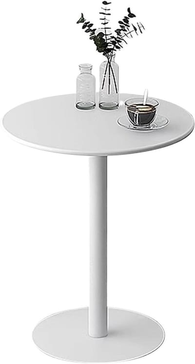 Moderne Bartafel - Ronde Tafel - Woonkamer Gebruik - Stevige Metalen Basis - 40x40x72cm - Wit