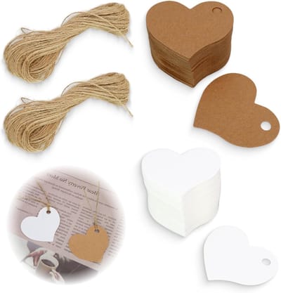 Kraft Papier Hart Cadeaulabels - 160 Stuks met Touw voor Bruiloft, Verjaardag, Valentijnsdag, Kerst en DIY Decoratie, Stevig en Veelzijdig voor Cadeauverpakking