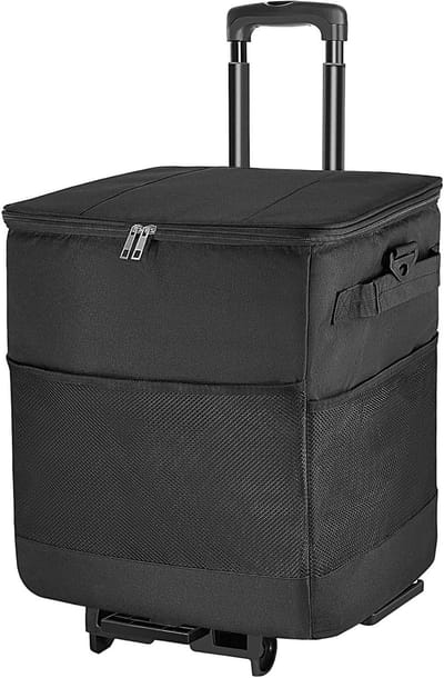 Koeler Met Wielen - Geïsoleerde Wagen - Buitenactiviteiten Opslag - Opvouwbaar Lichtgewicht Frame - 35 Liter Capaciteit - Zwart