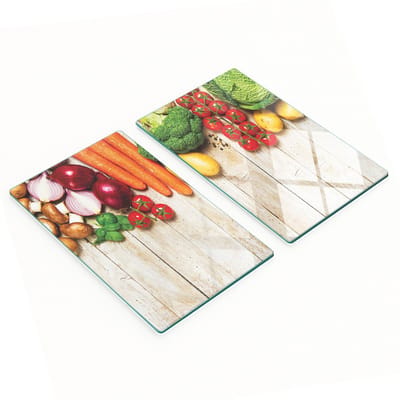Decoratieve glazen snijplanken voor groenten en hout, 2x30x52 cm