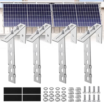 Zonnepaneel Houder - Balkonhaken Krachtcentrale - Zonnepanelen Bevestigen - Montage Zonder Boren - 26 x 62 x 38 cm - Zilver