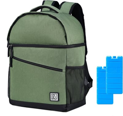 Brisby 4 Laags Geïsoleerde Koeltas Rugzak - 25 Liter - Met handige vakken voor Bestek en Essentials - Waterafstotend Materiaal - GROEN