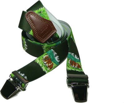 Pierre Mouton Koeien Bretel - Bretels - Volwassenen - Heren - Groen - 120cm - 3 brede clips - M - L