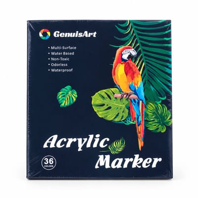 Acrylmarkers - 36 kleuren - dubbele ronde punt, sneldrogend en waterbestendig - voor kunst, graffiti en tekenen - basisverpakking