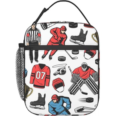 Ik ben Dol op IJshockey Geïsoleerde Lunchtas voor Vrouwen Kinderen Lekkend Bewaarbakjes Thermische Lunchbox Tote One Size black