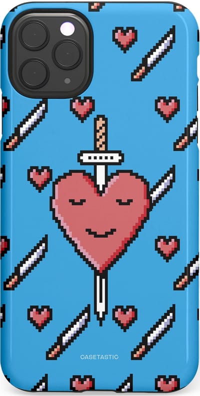 Casetastic hoesje geschikt voor Apple iPhone 11 Pro Max - Dubbellaagse bescherming - Zwaard saga - Fashion Case - Lichtblauw Zwart Koraal