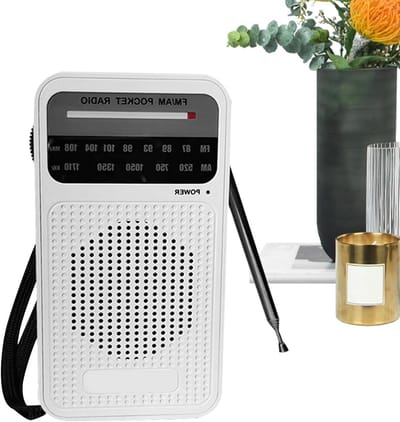 Zakradio - Draagbare Radio - Muziek Luisteren - Krachtige Ontvanger - 14 x 8 x 4 cm - Wit